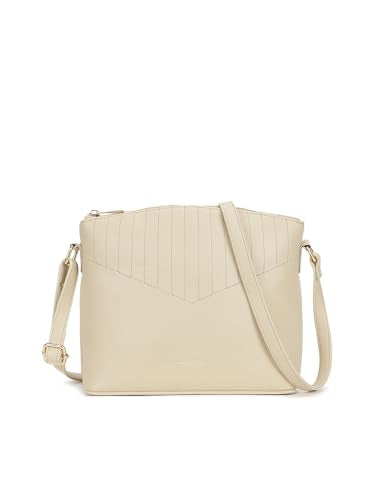 Fastrack City Beat Sling | White Faux-Leather Women’s Handbag | Adjustable Strap with Zipper Closure, Spacious Compartment & Stitch Detailing for Everyday Carry