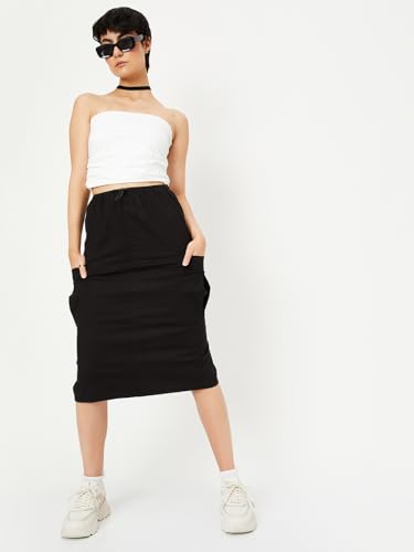 Max Cotton Blend Western Skirt Black