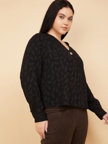 Max Women Patterned Blouse(Black_3XL)