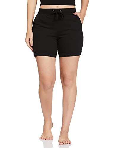 Max Women Solid Drawstring Waist Active Shorts_SP23EPPB06BLACK_XL Black