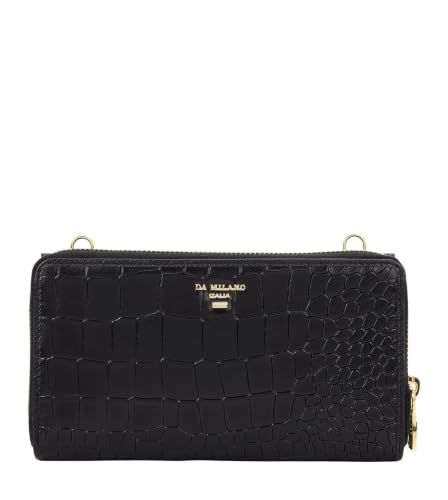 Da Milano Premium Leather Wallet for Women | Multi Compartment Travel Wallet - Black
