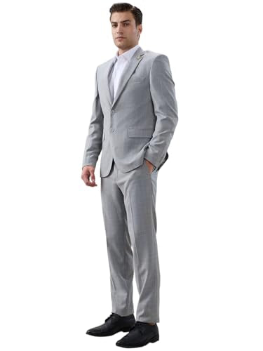 Raymond Grey Checks Pattern Men Suit
