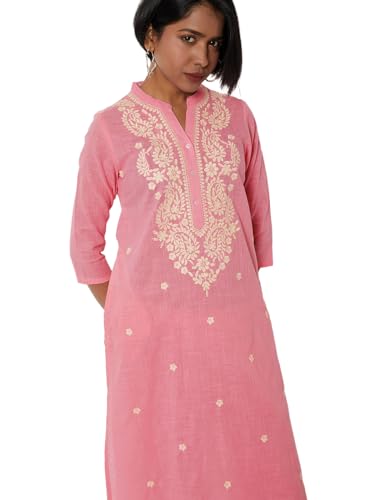 Max Women Embroidered Straight Kurta Set (Pink_XXL)