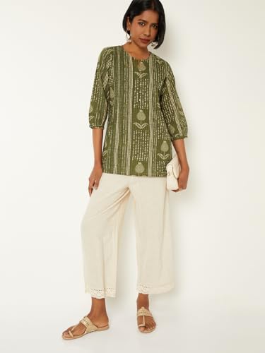 Max Women Printed Short Kurta (Green_M)