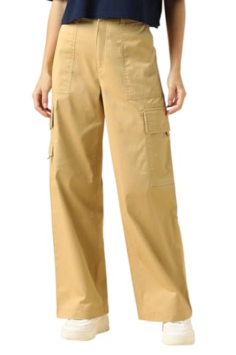 Women Beige Solid Casual Trousers