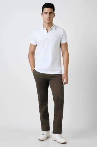 Men Brown Textured Slim Fit Trousers