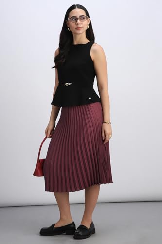 Women Maroon Solid Formal Skirt
