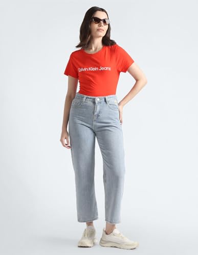 Clavin Klein Womens Red Color T-Shirt (M)