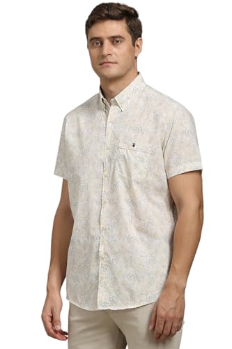 Louis Philippe Men White Slim Fit Print Half Sleeves Casual Shirt