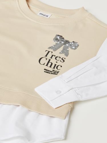 Max Girls Sequins Layered Top (Beige_3-4 Y)