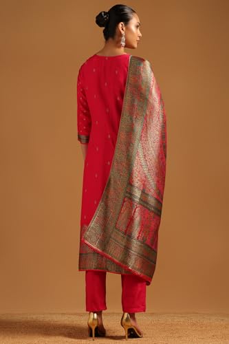 Soch Womens Fuchsia Viscose Salwar Suit With Cutdana