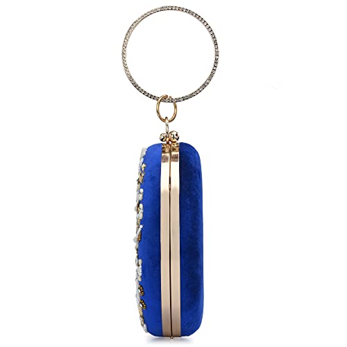 For The Beautiful You Blue Embroidered Women's Clutch (412)