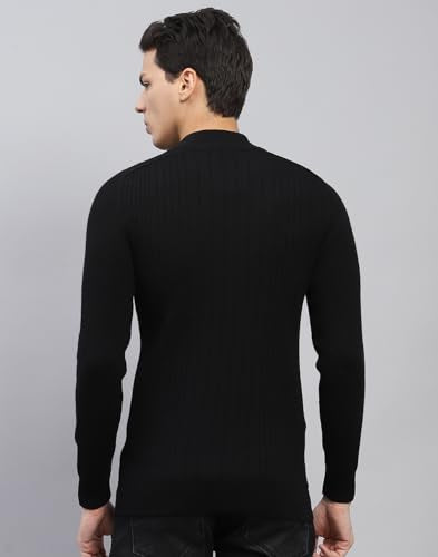 Monte Carlo Mens Black Solid High Neck Full Sleeve Pullover (1240567TN-118-46)