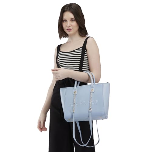 Caprese Brooklyn Tote Bag, Large-Blue | Stylish Handbag for Women | Spacious, Versatile Office & Daily Essentials Tote | Top Zip Closure