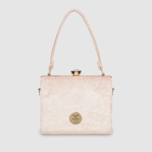ESBEDA Rosegold Color Crystal Belt Top Handle Clutch