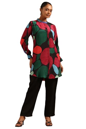 Soch Womens Black Crepe Geometric Co-ord Set