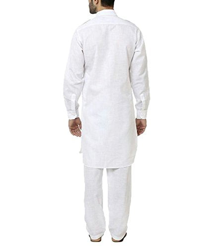 Royal Kurta Men's Cotton Pathani Suit (Royal_195_White_Medium)