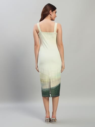 Attire Empire Women's Green Bodycon Sleeveless Midi Dress