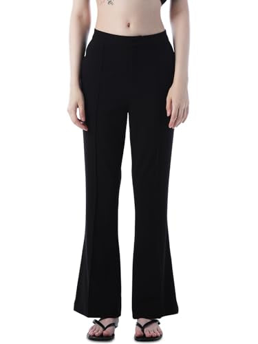ONLY Women's Solid Flared Black Pants