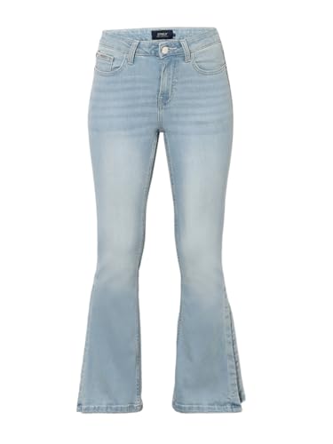 ONLY Women's Solid Flared Mid-Rise Blue Jeans