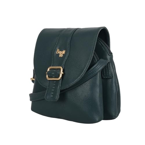 Baggit Women Green Sling Bag Small Size | Ladies Stylish Casual Cross Body Purse Handbag