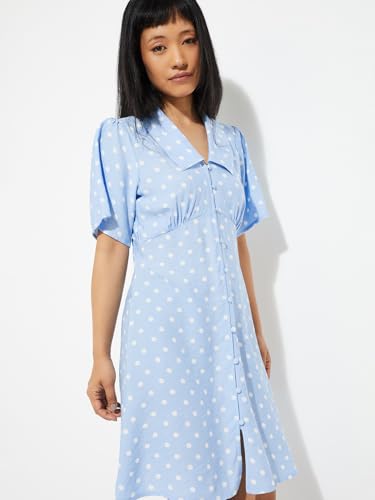 Max Alaya F x URB_N Women Printed A-line Dress (Blue_M)