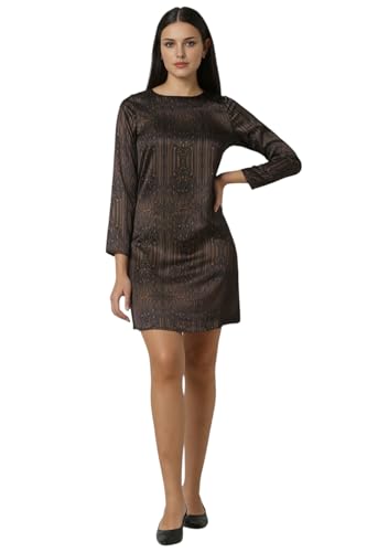 Van Heusen Women Black Print Thigh-Length Party Dress