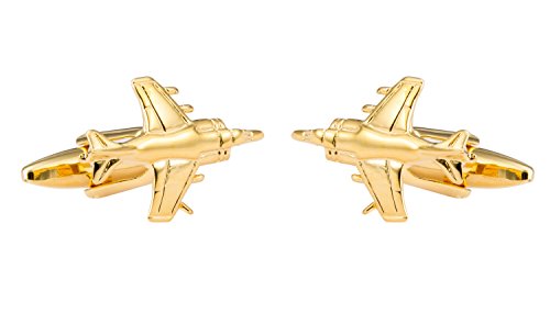 Knighthood Golden Jet Plane Cufflinks for Men