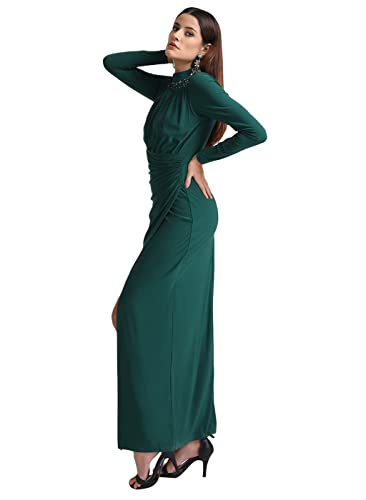 Kazo Women's Polyester Bodycon Maxi Casual Dress (124786EMGRNXS_Green