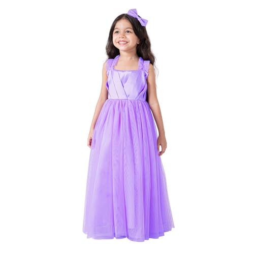 Hopscotch Girls Purple Sleeveless 3D Butterfly Applique Ruffled Gown for Age (9-12 Months)