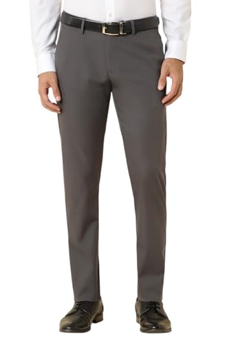Men Grey Solid Formal Trousers