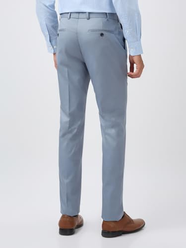 Raymond Men Slim Fit Solid Pattern Poly Viscose Blend Flat Front Formal Trouser Blue