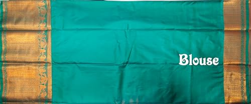 VFCollections Women's Traditional Handloom Kanchipuram Silk Pure Pattu Sarees | Rich Zari Woven Design | Unstitched Blouse (VFC484-1)
