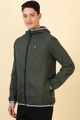 Allen Solly Men's A-Line Coat (ASJKLJBOFV69426_Olive