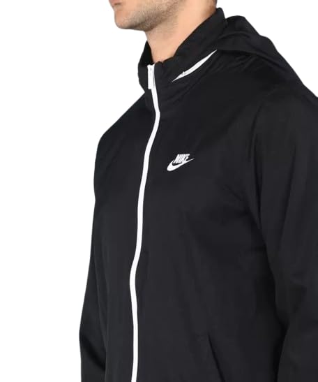 Nike Men's Cape Coat (DM6849-010_Black/White_L)