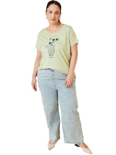 Max Women Printed T-Shirt (Green_4XL)