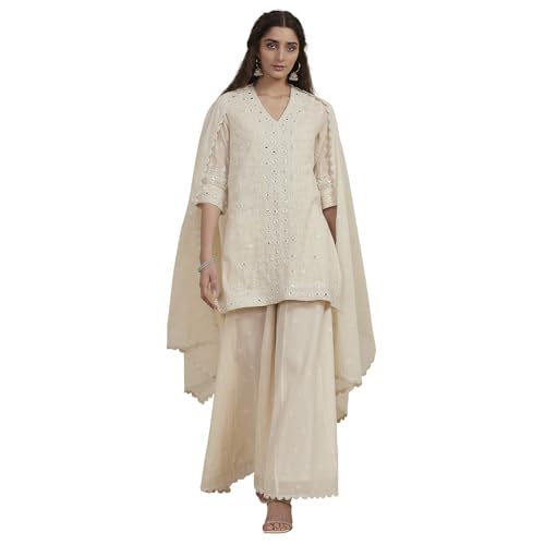 BIBA Women Yellow Cotton Straight Suit Set_38