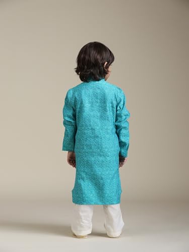 Manyavar Boys Viscose Blend Self Design Kurta Pyjama Set (2pcs)(6-8 years)