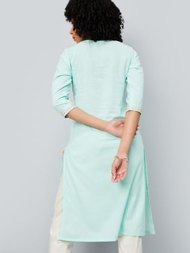 Max Women's Cotton Blend Regular Kurta (PCEKPA25MA_Aqua