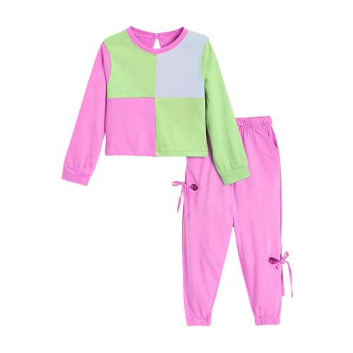 Hopscotch Girls Full Sleeves Pink 2-Pc Colorblock Cotton Jogger Set (2-3 Years)
