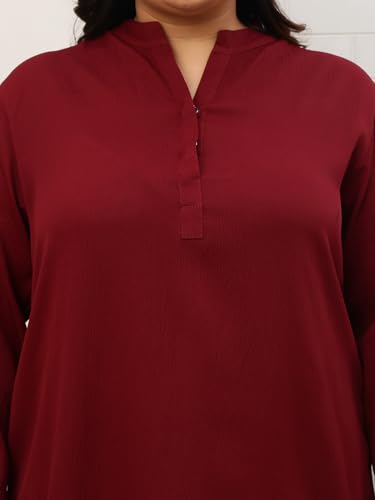 LAS By Ananya Maroon Solid Night Wear (A-Line Top & Bottom, Full Sleeve) (3XL)