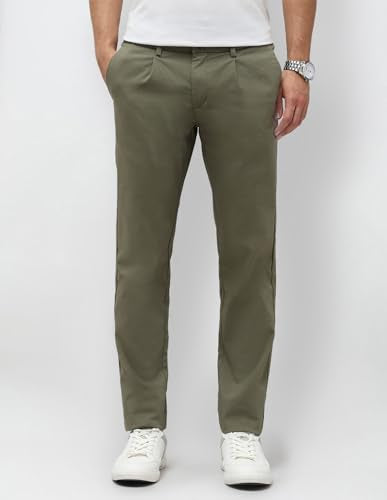 U.S.Polo Association Men's Slim Fit Mid Rise Trousers (USTRO045D_Olive_32)