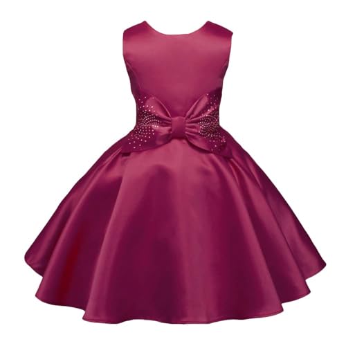Hopscotch Girls Knee Length Party Fit And Flare Dresses in Burgundy Color for Ages (5-6 Years)