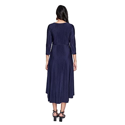 AND Women's Polyester Fit Flare Calf Length Dress (EE22AB041DRL8_Navy_10)