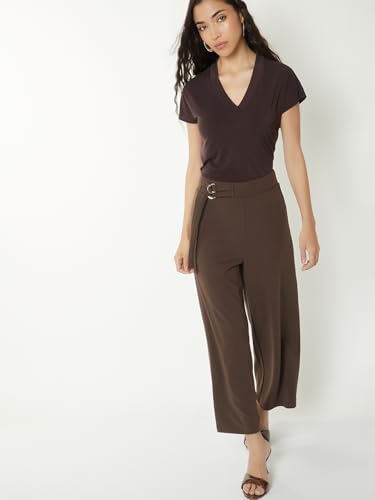 Max Women Solid T-Shirt (Brown_S)