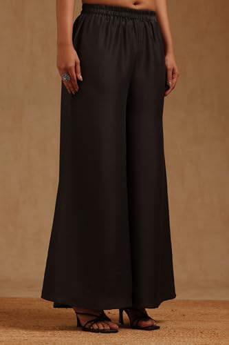 Soch Womens Charcoal Chinon Embroidered Co-Ords Set With Sequins