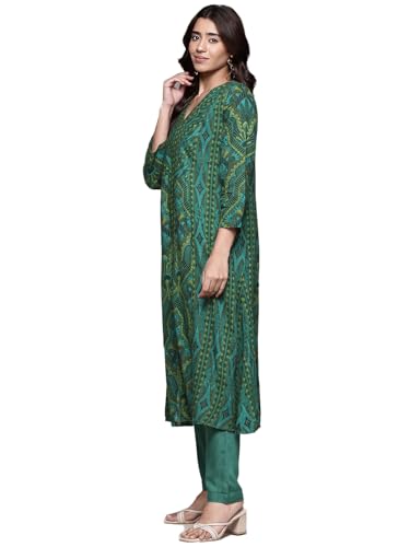 Aarke Ritu Kumar Green Izmir A-Line Kurta With Pant And Dupatta