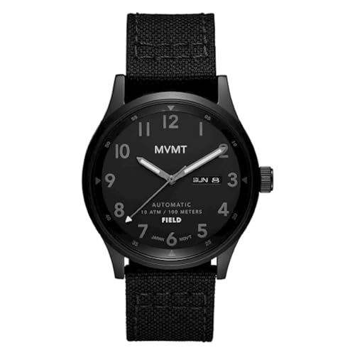 MVMT Field Auto Mech-Automatic Black Round Dial Men's Watch|Black Nylon Material|Black Color Band - 28000317-D