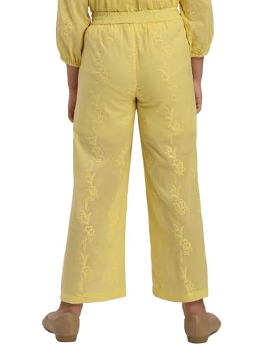 VERO MODA Girl Mid Rise Straight Fit Yellow Pants