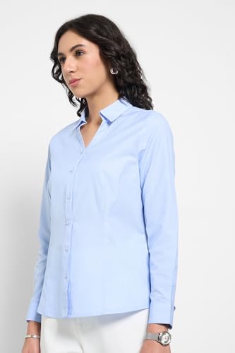 Annabelle by Pantaloons Women's Solid Regular Fit Shirt (110160214002_Placid Blue